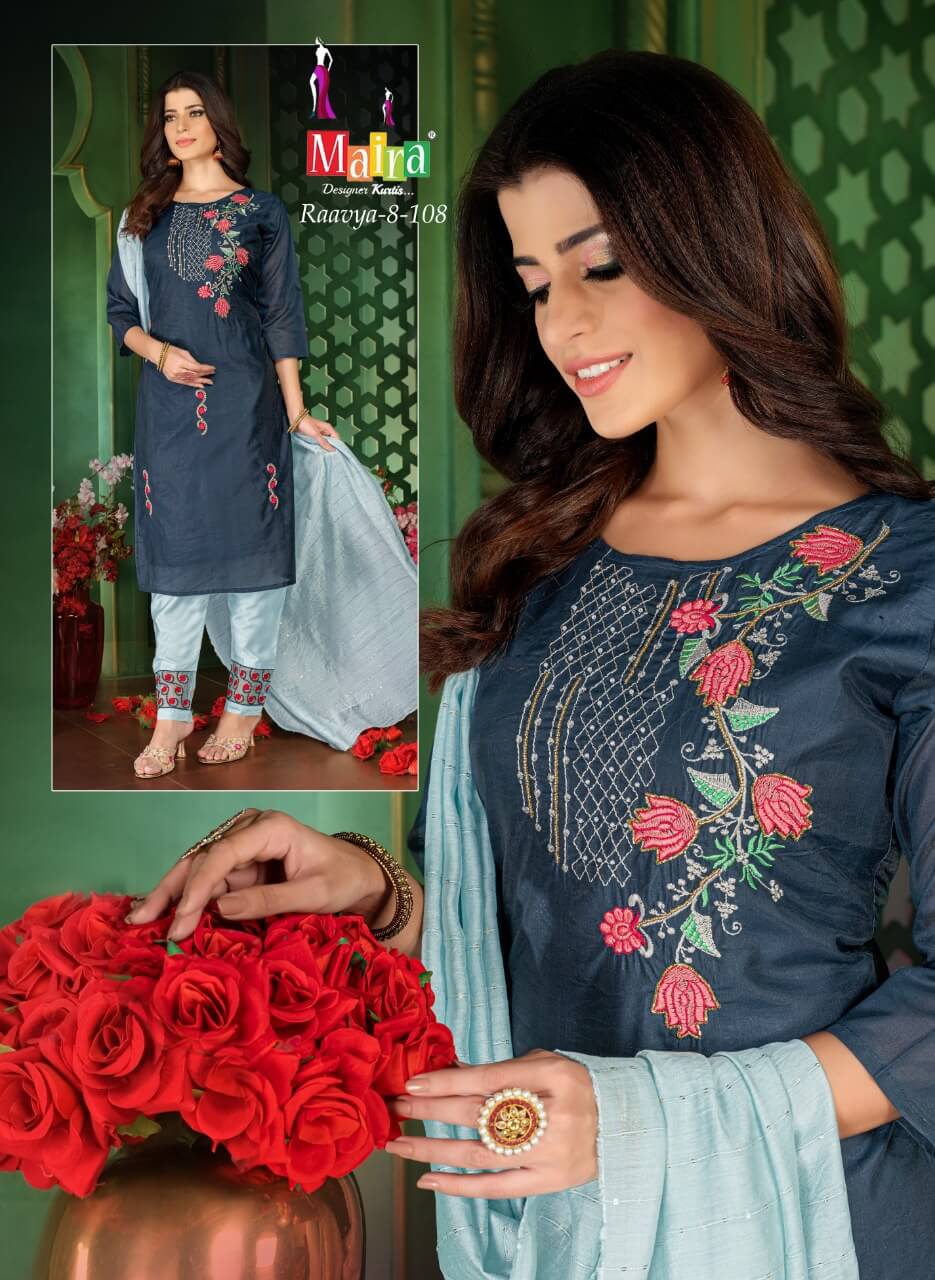 Mayra Raavya 8 Fancy Wear Kurti Pant With Dupatta Readymade  Collection